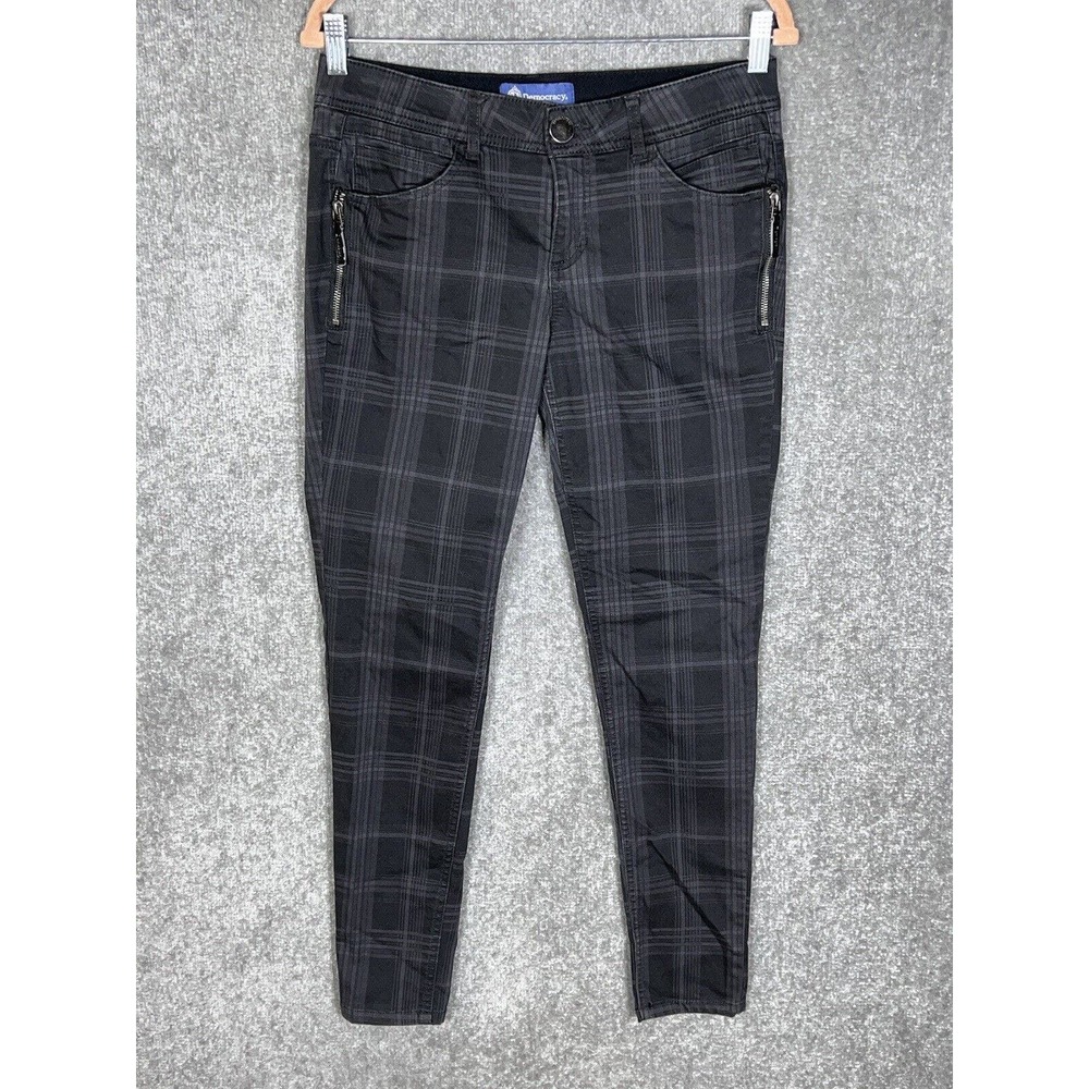 Democracy ABsolution Gray Plaid Skinny Jeans Womens Size 6 Stretch Workwear Chic
